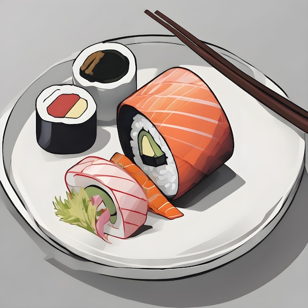 Foto lo sfondo dell'icona del sushi molto figo