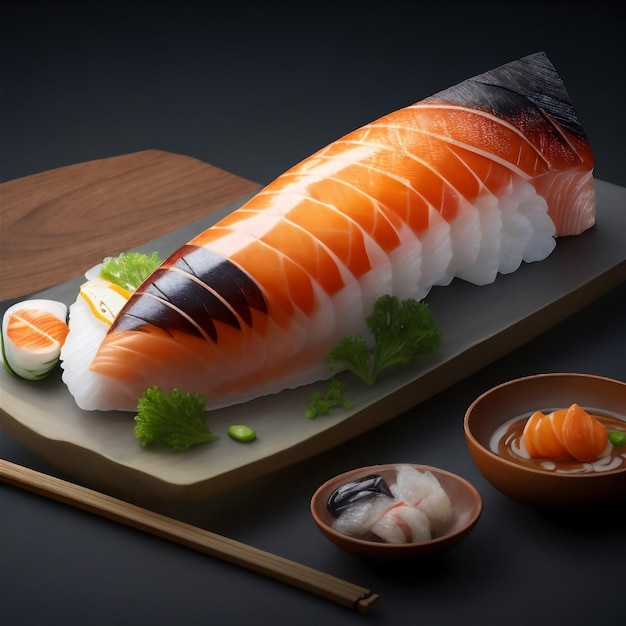 Sushi illustration close up of sashimi sushi set