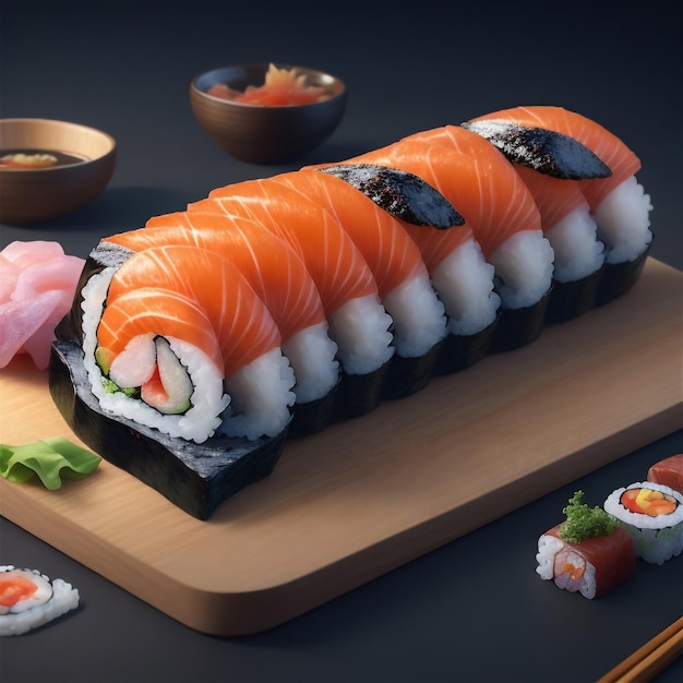 Sushi illustration close up of sashimi sushi set