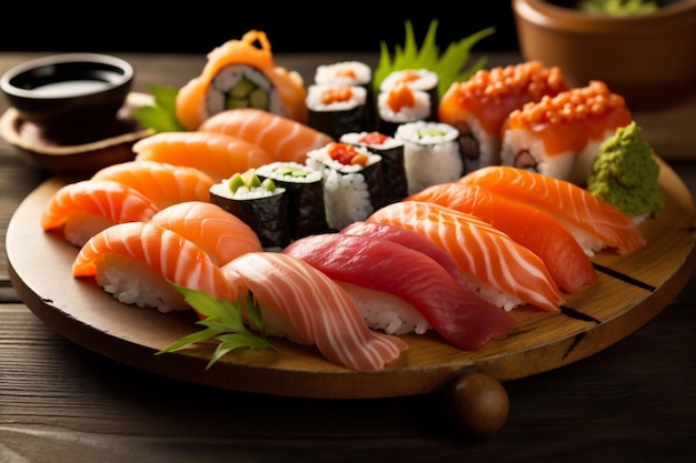 Sushi Japanse set rijstbroodje vis japan zeevruchten eten maaltijd Generatieve AI