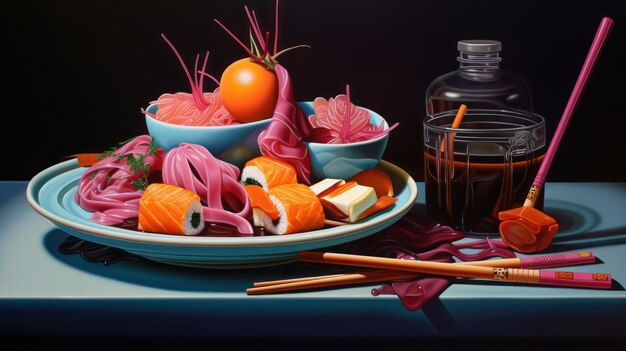 Photo sushi medley in vivid colors