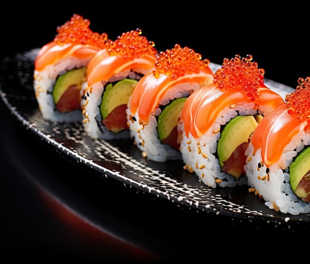 Sushi menu offering a Philadelphia roll with salmon smoked eel cucumber avocado cream cheese an