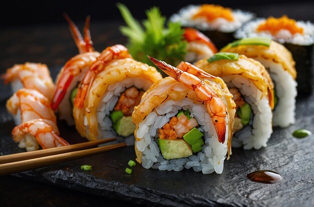 Sushi met gegrilde garnalen Tempura