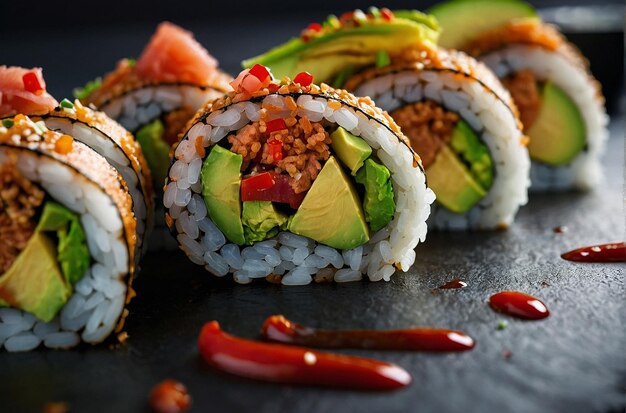 Sushi met pittige tonijn en avocado wrap