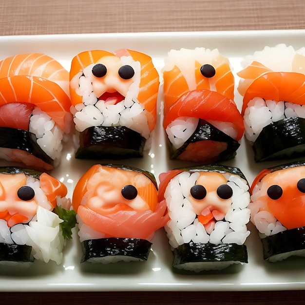 sushi met schattige gezichten