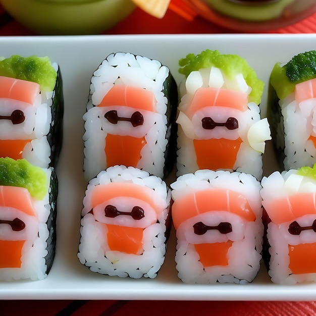 sushi met schattige gezichten