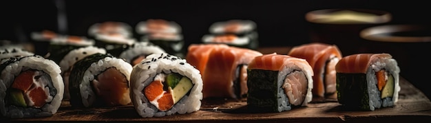 Sushi On Stone Rustieke Pub Brede Panoramische Generatieve AI