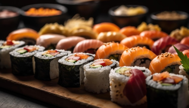 Sushi op de zwarte achtergrond