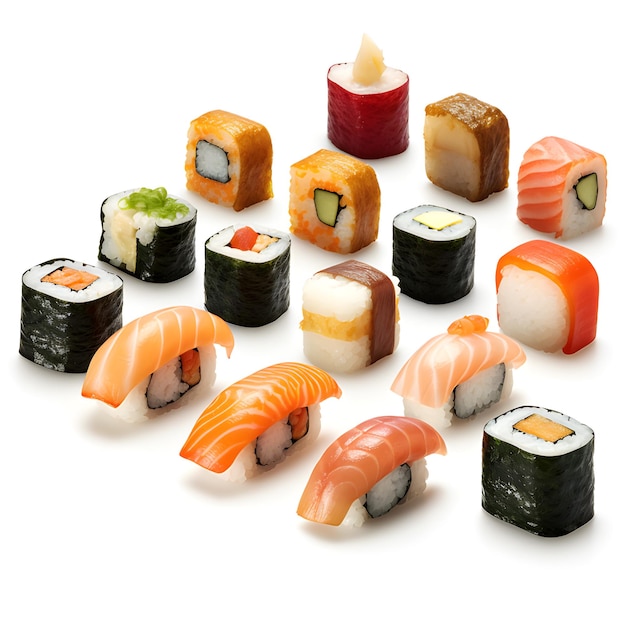 Sushi op witte achtergrond Generatieve AI