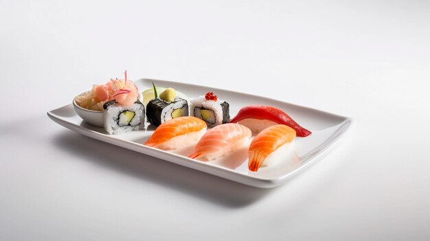 Photo sushi plate good and tasty for menus and advertisements