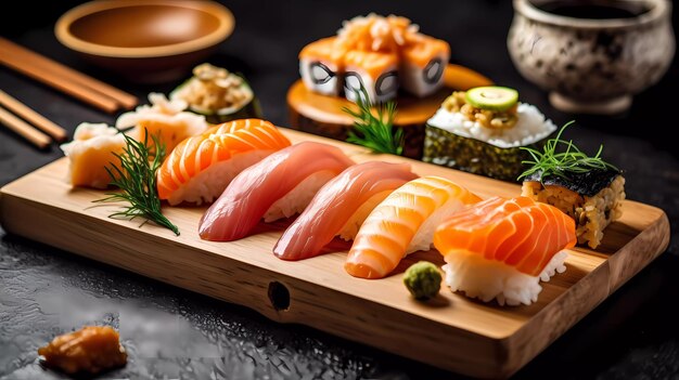 A sushi platter with a variety of sushi on it