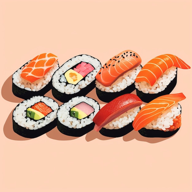 Sushi in retro style Generative AI