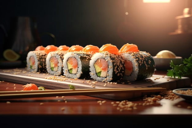 Sushi and roll for ads AI generated