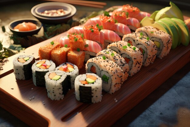 Sushi and roll for ads AI generated