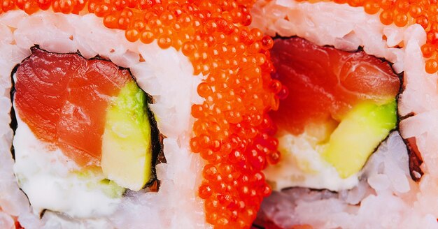 Sushi Roll California close up or macro