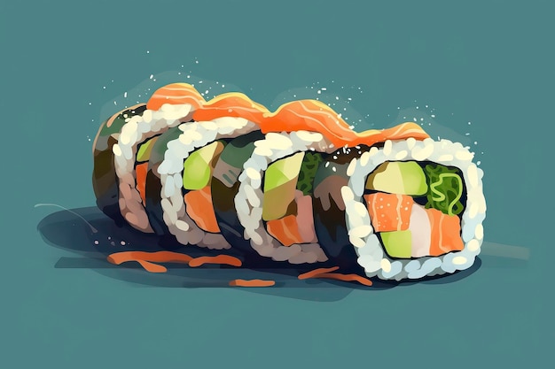 Sushi roll illustration Food illustration Generative AI