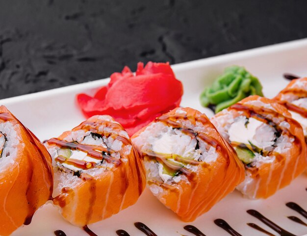 Sushi roll philadelphia with salmon