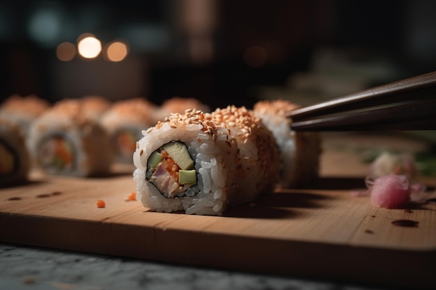 A sushi roll sliced into bitesized Generative AI