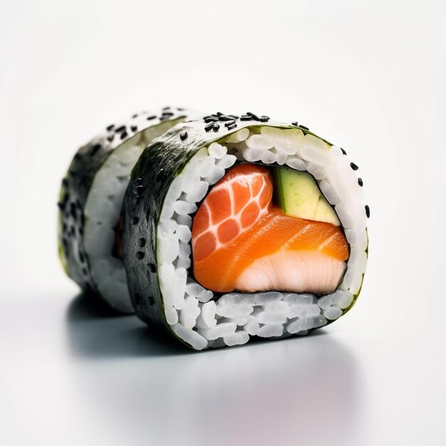 Sushi roll on white background