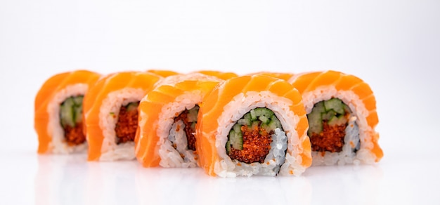 Sushi roll with salmon