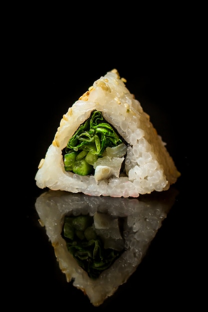 Sushi roll with seaweed