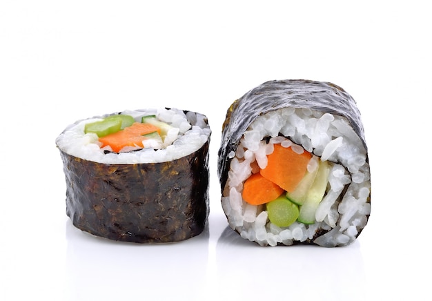 Sushi roll with vegetable isolated 