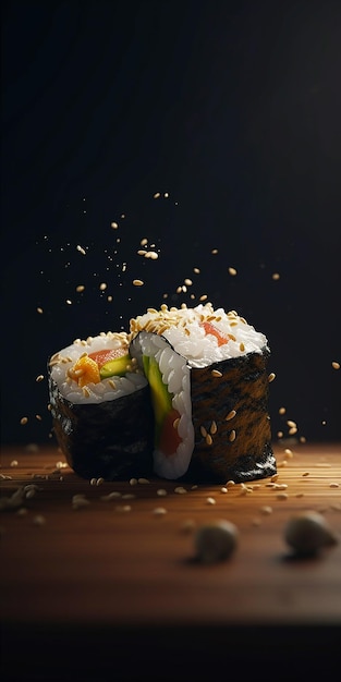 A sushi roll with the word sushi on it