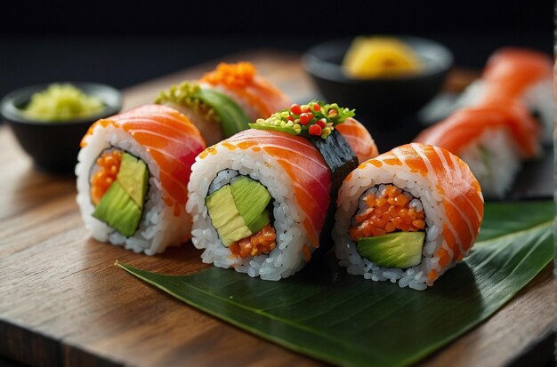 Sushi Rolls on Contemporary Sushi Platter