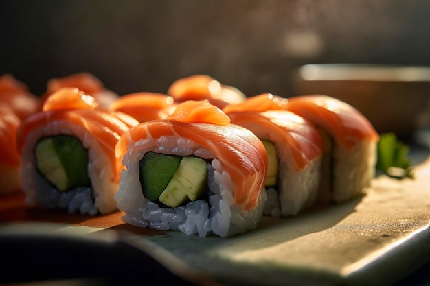 Sushi rolls created with generative AI