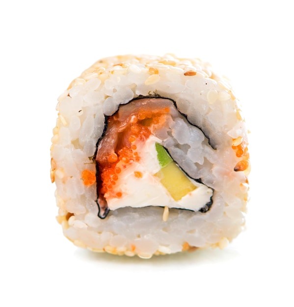 Sushi Rolls sushi roll maki met vliegende vissen kaviaar garnalen zalm en avocado Japans eten