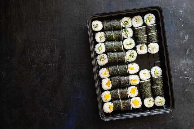 Sushi rolls vegan maki no fish no seafood vegetarian cuisine veggi