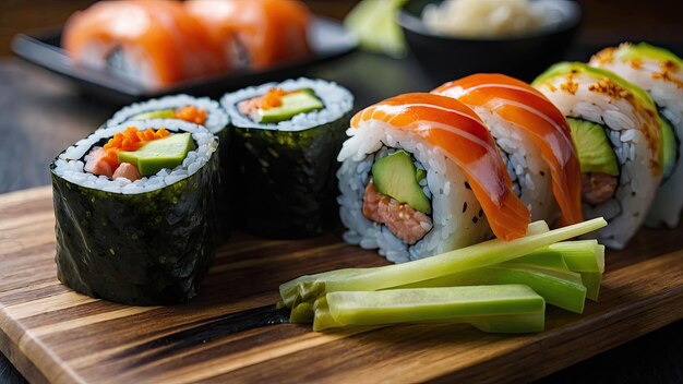 Sushi rolls with a fusion of Japanese and Western flavors