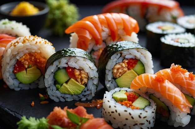 Sushi Rolls with Intricate Culinary Artistry