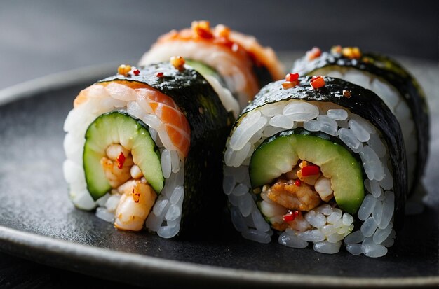 Sushi Rolls with Spicy Scallop and Cucumber