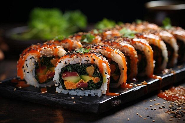 Photo sushi rolls with yaki nori