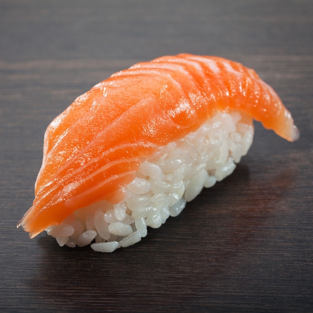 Sushi sashimi on the wooden table