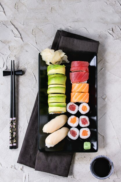 Sushi set nigiri and rolls