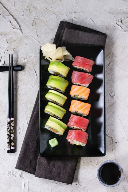 Sushi set nigiri and rolls