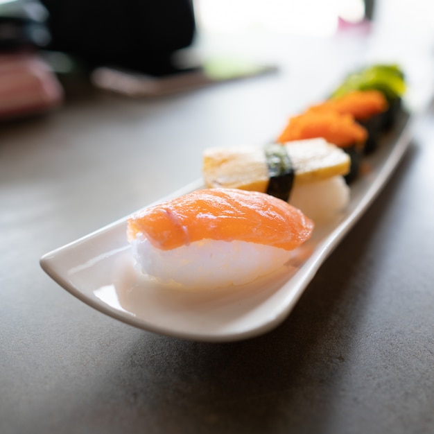 Sushi set on the table Japan food 