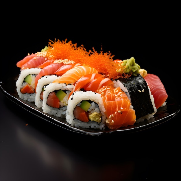 Photo sushi set on white background generative ai