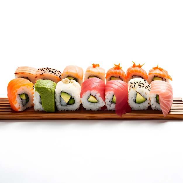 Foto sushi set su sfondo bianco ai generativa