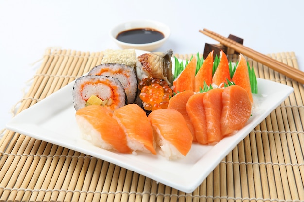 Sushi set on a white plate