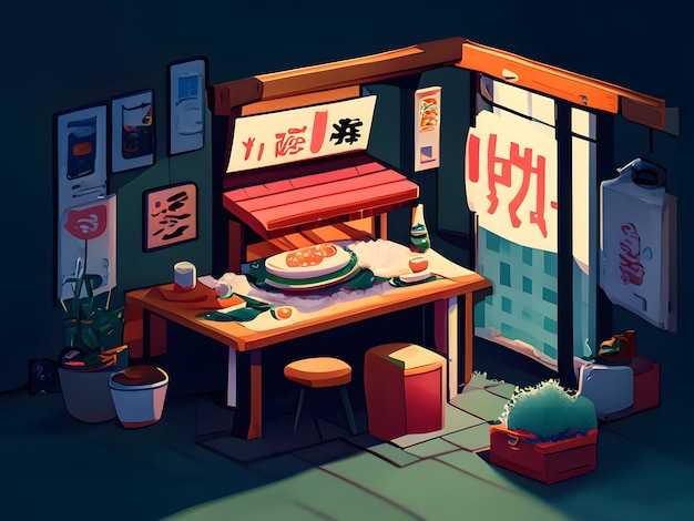 sushi shop illustartion