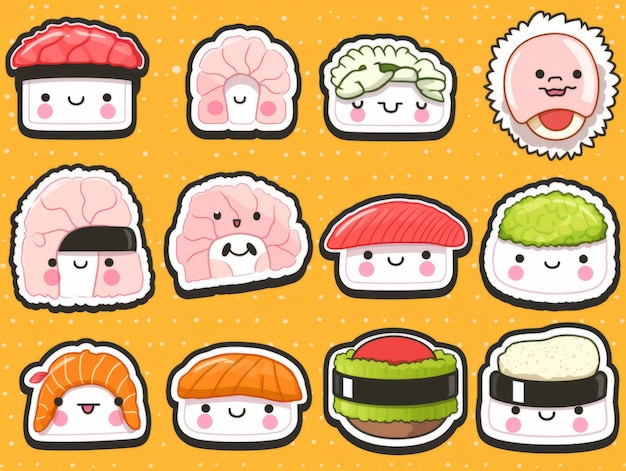 Sushi stickers zijn schattig en uniek.