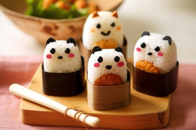 Sushi sushi met panda's erop.