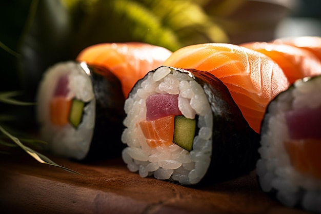 A sushi that is on a table