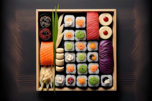 Sushi uit Japan een bovenaanzicht