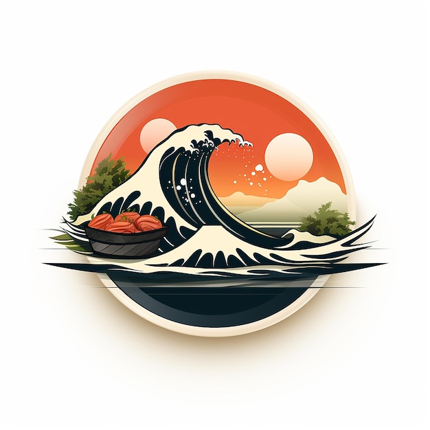 Photo sushi on the wave an mountaint logo