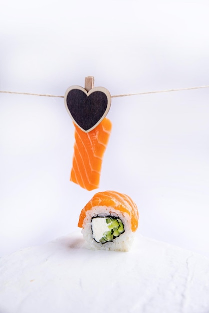 sushi on white background