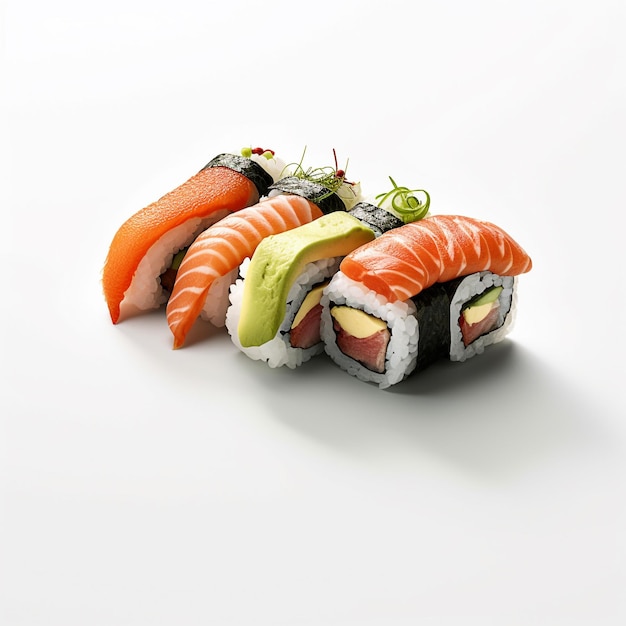 Sushi on white background